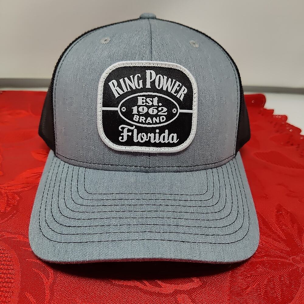 CAT Caterpillar Trucker Hat Men's Adjustable Gray Ring Power Mesh Richardson 112